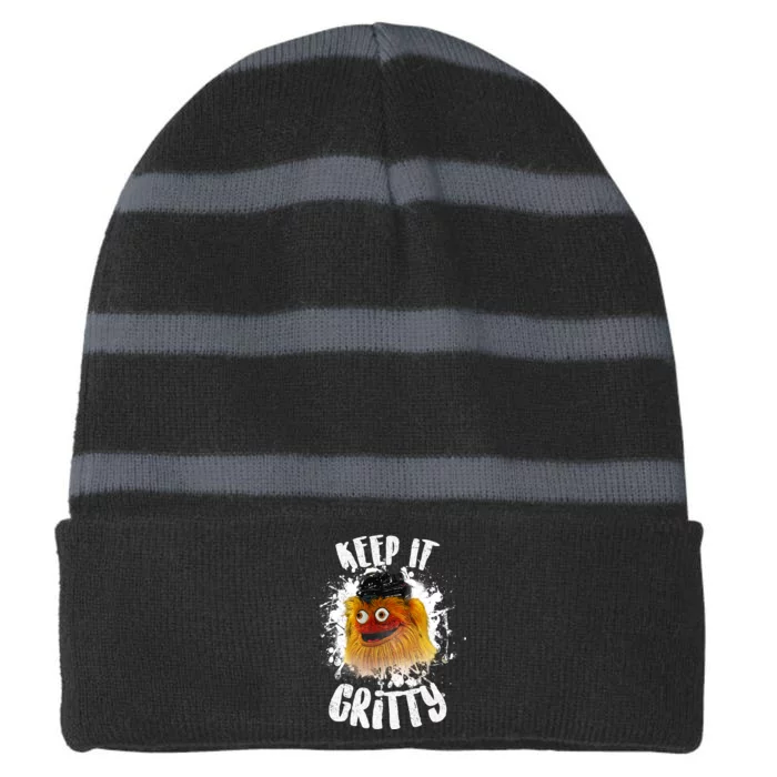 Philly Keep it Gritty Hockey Mascot Striped Beanie with Solid Band