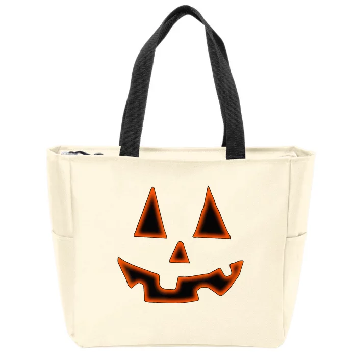 Pumpkin Halloween Jack O Lantern Face Zip Tote Bag