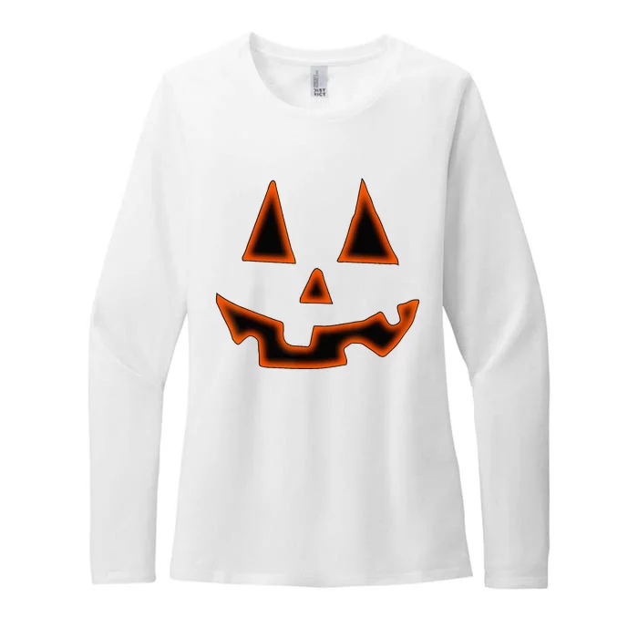 Pumpkin Halloween Jack O Lantern Face Womens CVC Long Sleeve Shirt