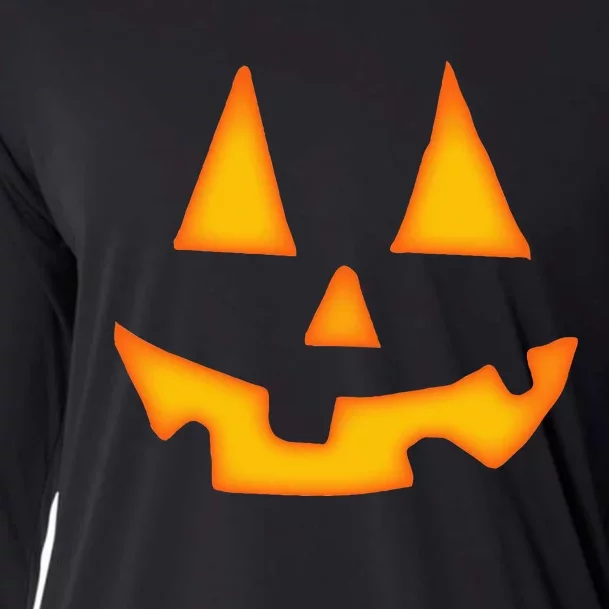 Pumpkin Halloween Jack O Lantern Face Cooling Performance Long Sleeve Crew