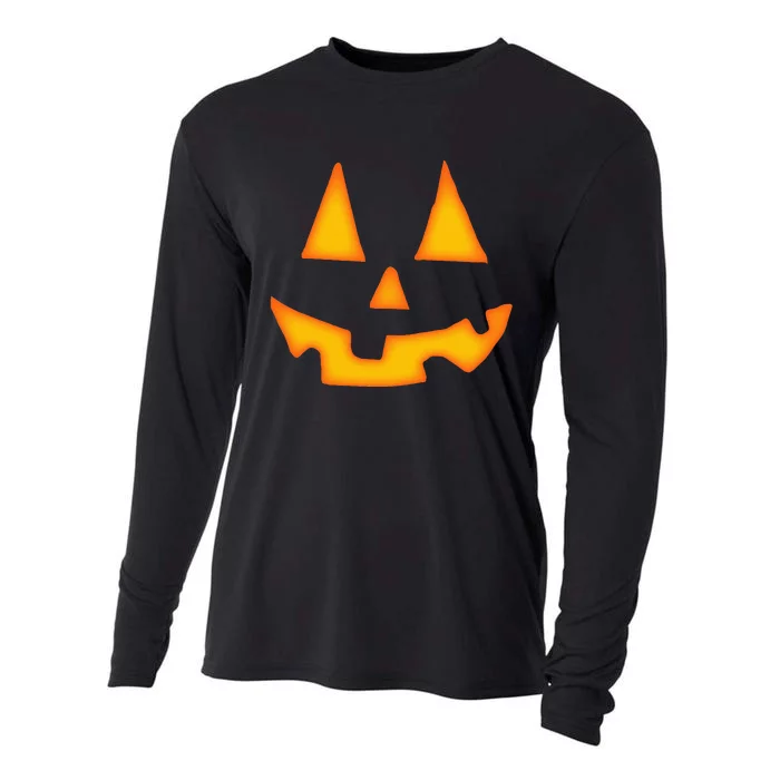 Pumpkin Halloween Jack O Lantern Face Cooling Performance Long Sleeve Crew