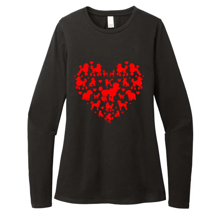 Poodles Hearts Love Dog Lover Valentines Day Funny Gift Womens CVC Long Sleeve Shirt