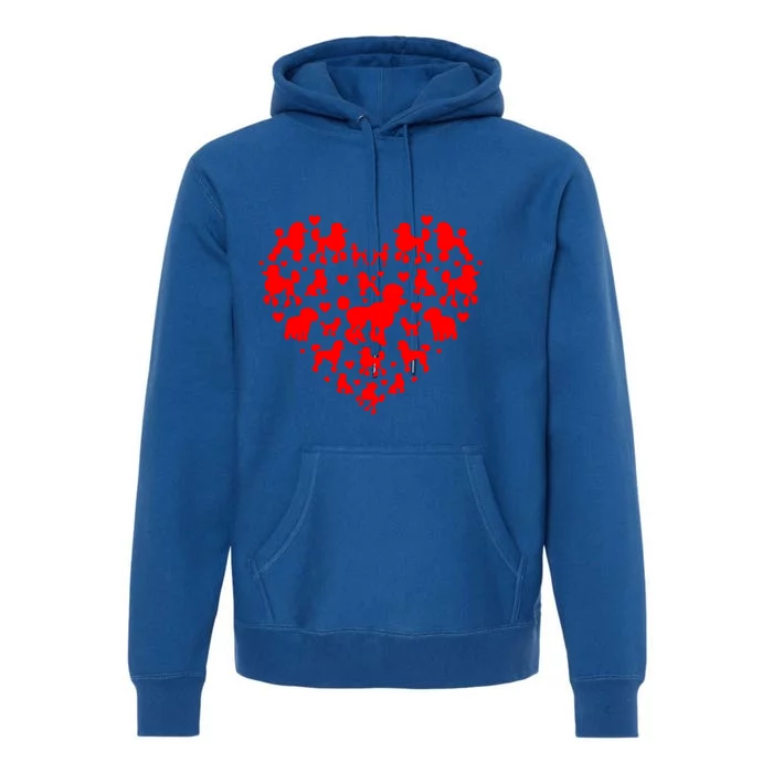 Poodles Hearts Love Dog Lover Valentines Day Funny Gift Premium Hoodie