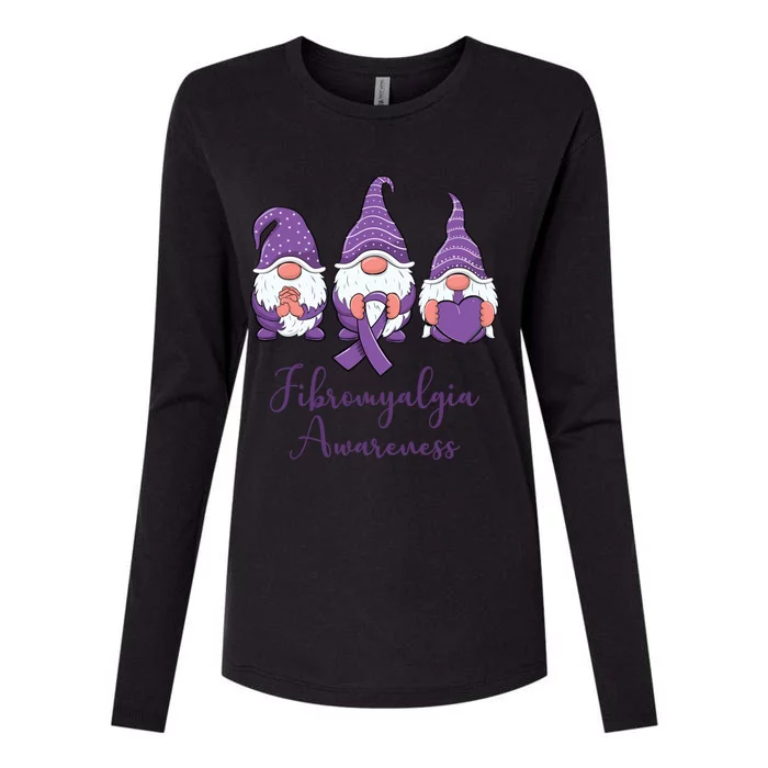 Peace Hope Love Gnomes Purple Ribbon Fibromyalgia Awareness Cool Gift Womens Cotton Relaxed Long Sleeve T-Shirt