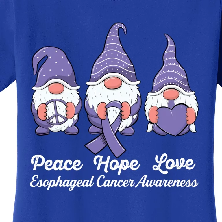 Peace Hope Love Ribbon Gnomes Esophageal Cancer Awareness Gift Women's T-Shirt