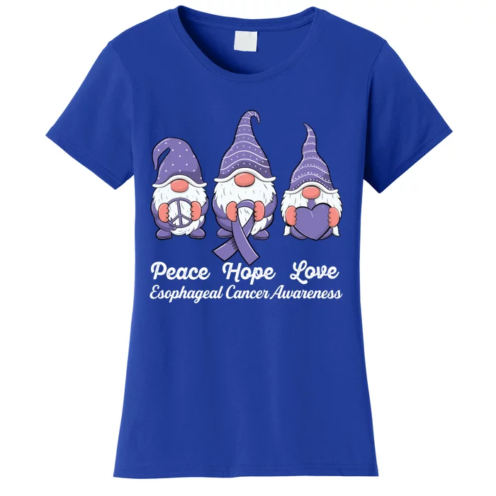 Peace Hope Love Ribbon Gnomes Esophageal Cancer Awareness Gift Women's T-Shirt