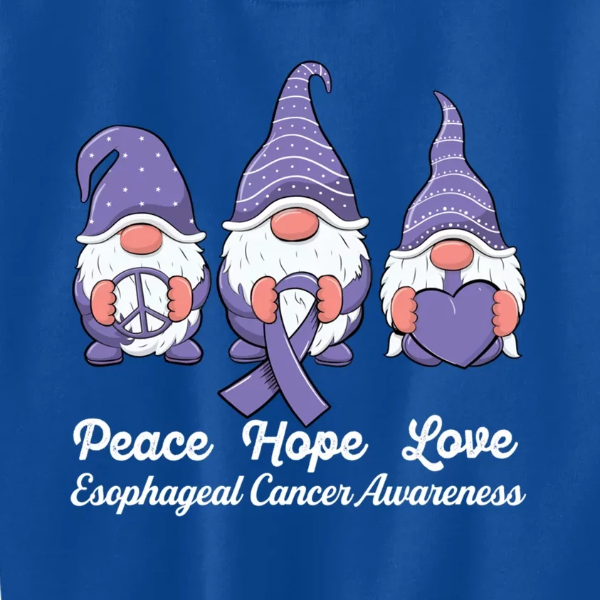 Peace Hope Love Ribbon Gnomes Esophageal Cancer Awareness Gift Kids Sweatshirt