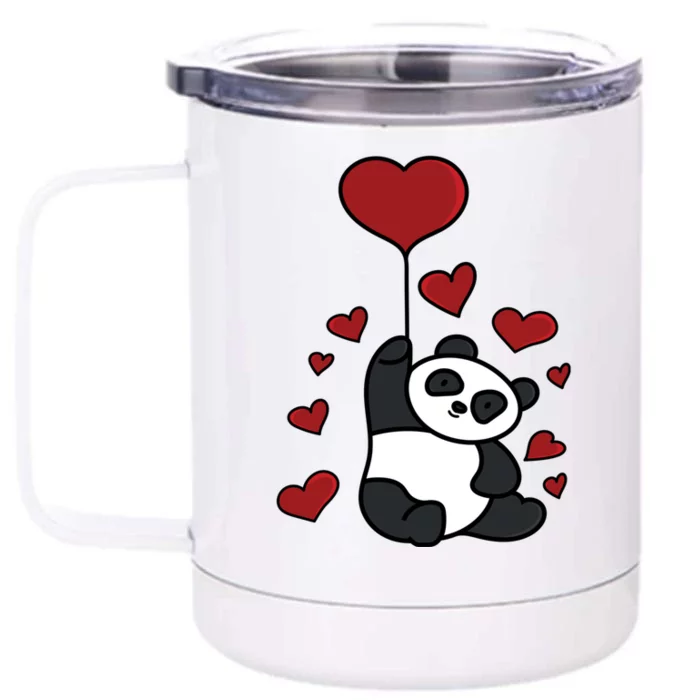 Panda Hearts Love Great Gift Panda Bear Lover Panda Hearts Panda Gift Front & Back 12oz Stainless Steel Tumbler Cup