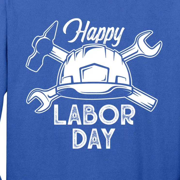 Proud Happy Labor Day Workers Union Strong Usa Flag Great Gift Tall Long Sleeve T-Shirt