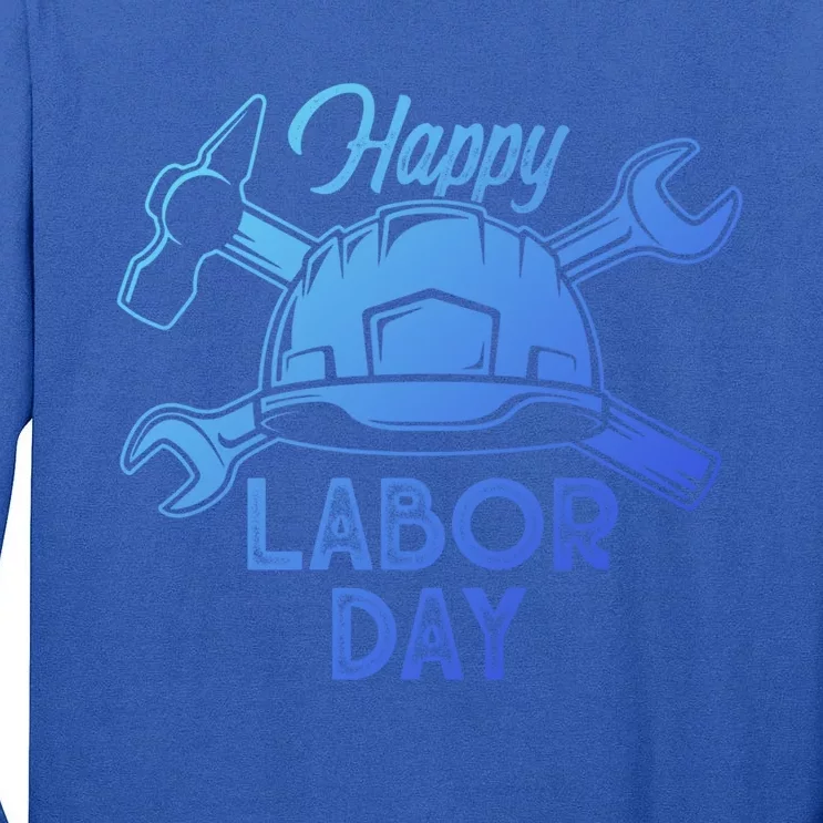 Proud Happy Labor Day Workers Union Strong Usa Flag Great Gift Tall Long Sleeve T-Shirt