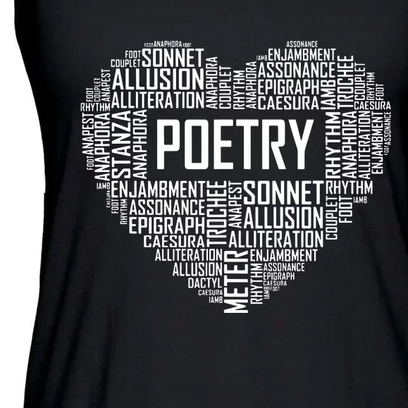 Poetry Heart Lover Gift Poet Writing Poem Writer Gifts Ladies Essential Flowy Tank