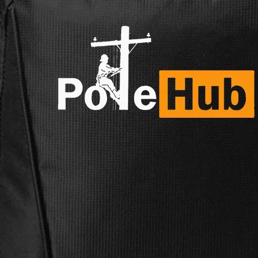 Pole Hub Lineman Line Worker Utility Pole Funny Lineman Fun City Backpack