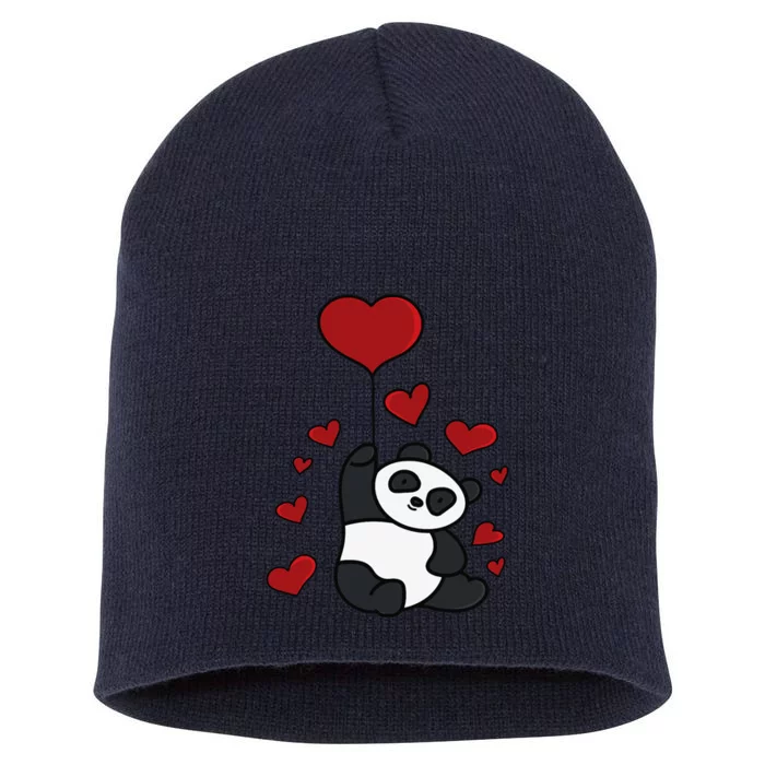 Panda Hearts Love Panda Bear Lover Baby Panda Hearts Panda Short Acrylic Beanie