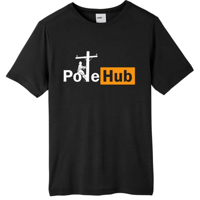 Pole Hub Lineman Line Worker Utility Pole Funny Lineman Fun ChromaSoft Performance T-Shirt