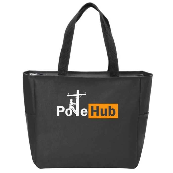 Pole Hub Lineman Line Worker Utility Pole Funny Lineman Fun Zip Tote Bag