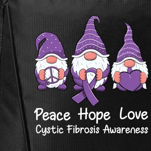 Peace Hope Love Gnomes Purple Cystic Fibrosis Awareness Gift City Backpack