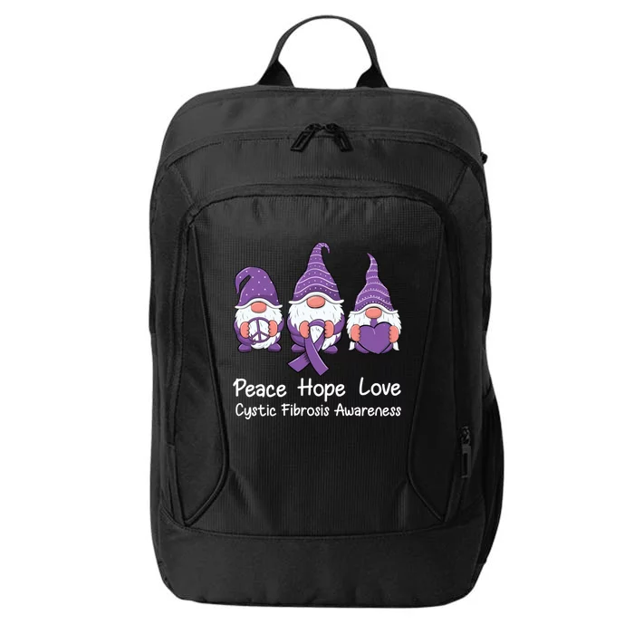 Peace Hope Love Gnomes Purple Cystic Fibrosis Awareness Gift City Backpack