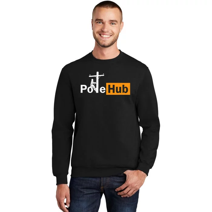 Pole Hub Lineman Line Worker Utility Pole Funny Lineman Fun Sweatshirt