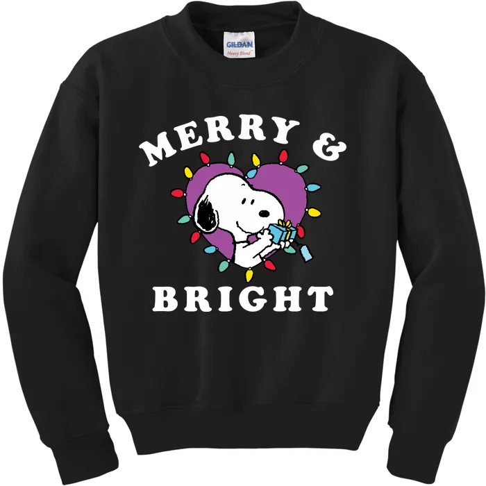 Peanuts Holiday Merry And Bright Long Sleeve Kids Sweatshirt