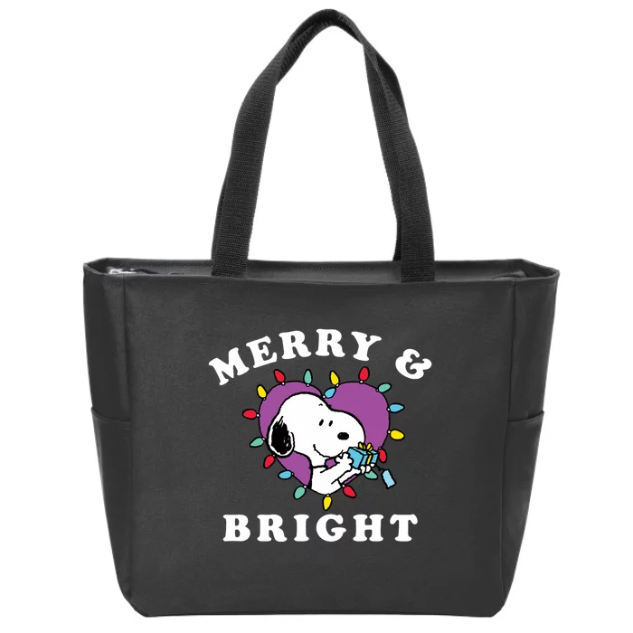 Peanuts Holiday Merry And Bright Long Sleeve Zip Tote Bag