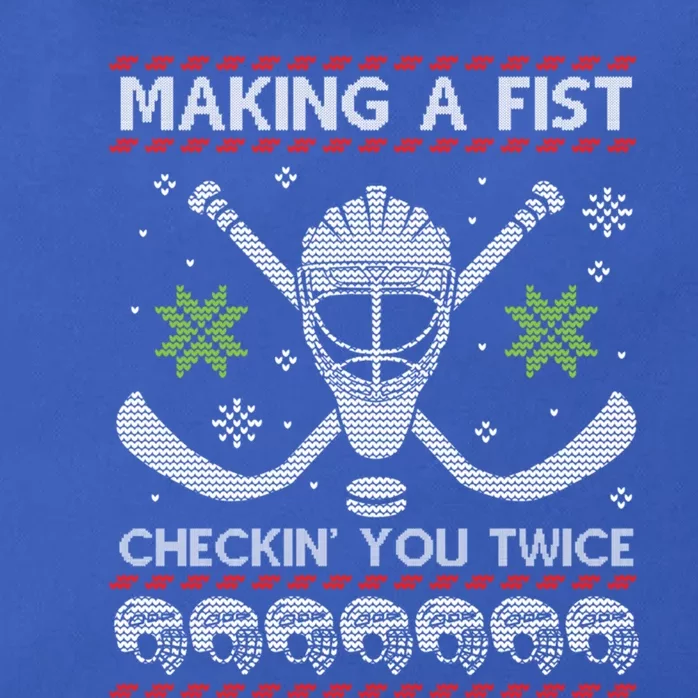 Playing Hockey Making A Fist Checking You Twice Ugly Gift Zip Tote Bag