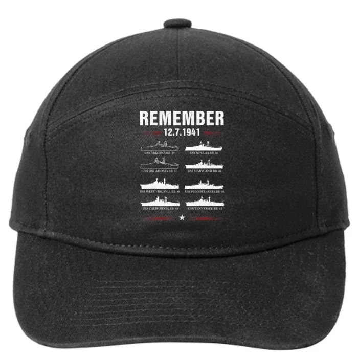 Pearl Harbor Memorial Day December 7th 1941 Wwii 7-Panel Snapback Hat