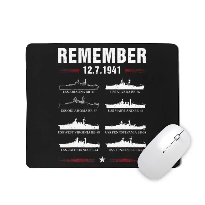 Pearl Harbor Memorial Day December 7th 1941 Wwii Mousepad