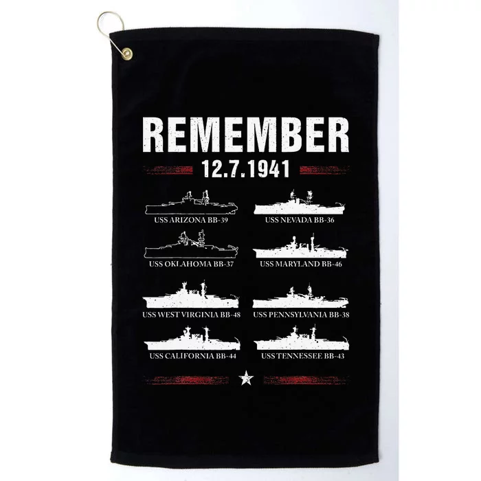 Pearl Harbor Memorial Day December 7th 1941 Wwii Platinum Collection Golf Towel