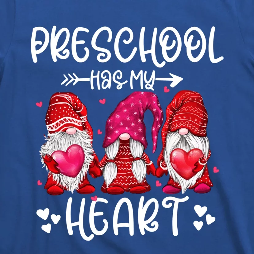 Preschool Has My Heart Gnome Teacher Valentines Day Funny Gift T-Shirt