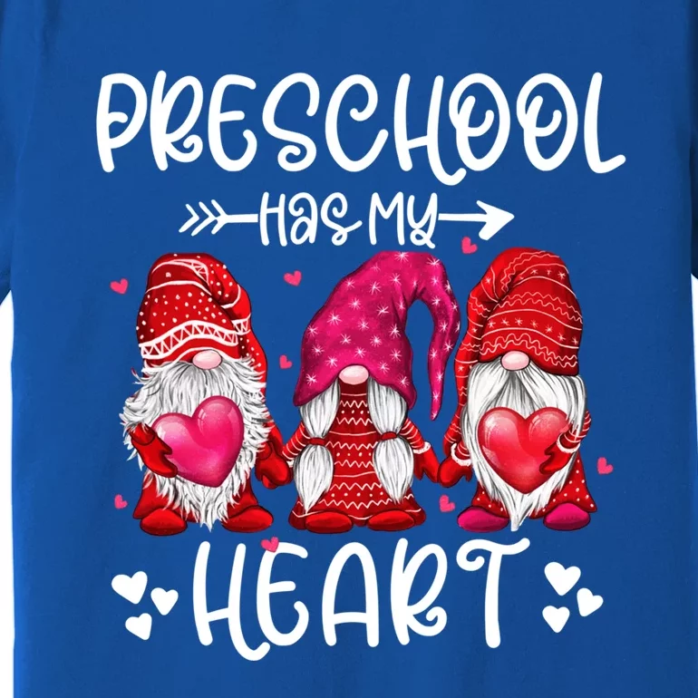 Preschool Has My Heart Gnome Teacher Valentines Day Funny Gift Premium T-Shirt