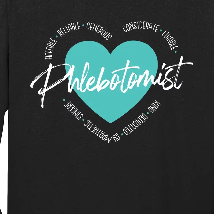 Phlebotomist Heart Medical Phlebotomy Healthcare Worker Long Sleeve Shirt