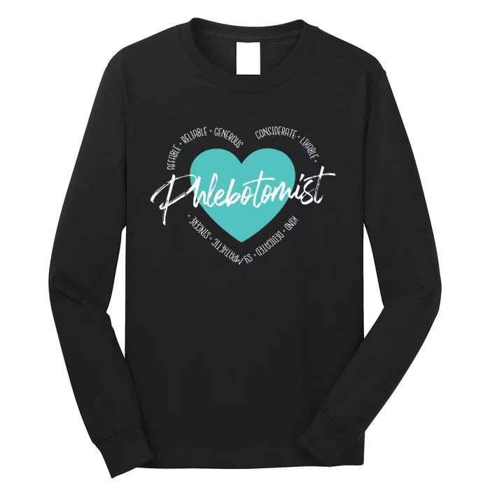 Phlebotomist Heart Medical Phlebotomy Healthcare Worker Long Sleeve Shirt