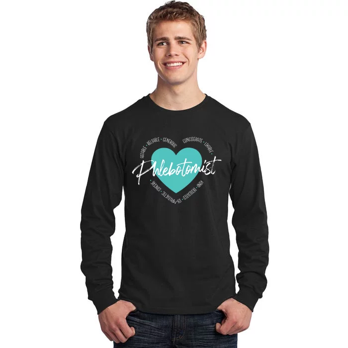 Phlebotomist Heart Medical Phlebotomy Healthcare Worker Tall Long Sleeve T-Shirt