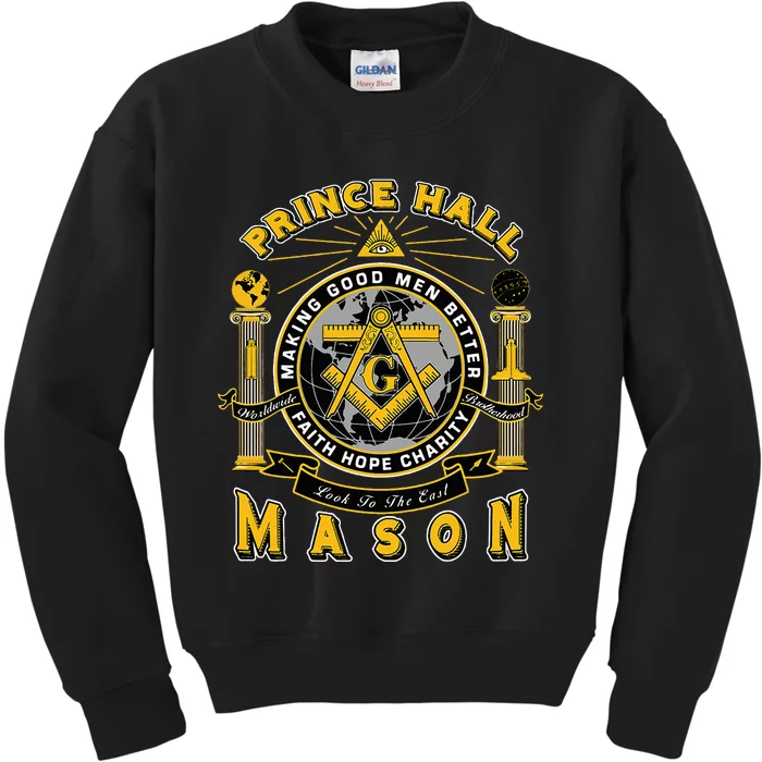 Prince Hall Mason Making Good Better Look To The East Kids Sweatshirt