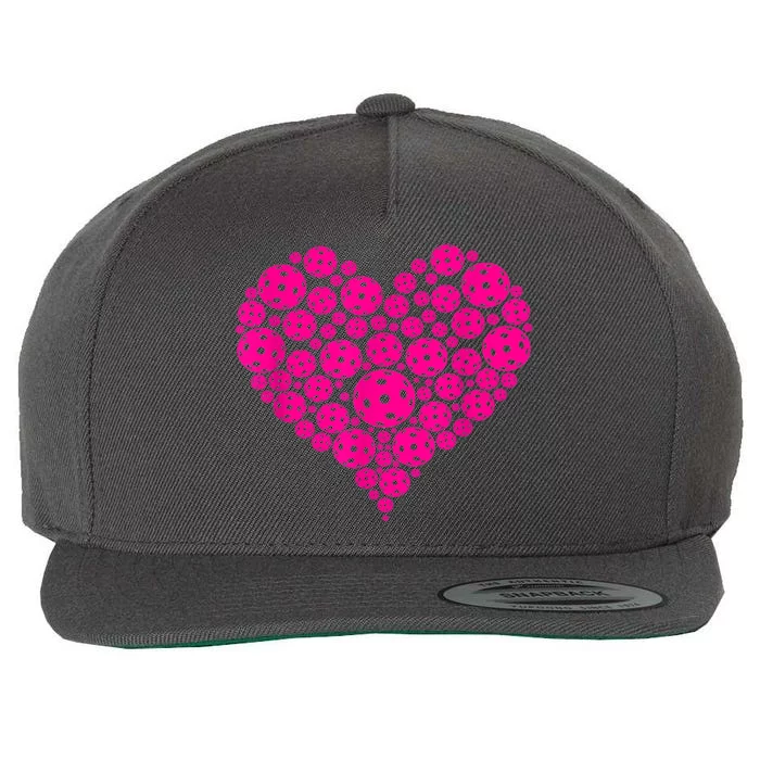 Pickleball Heart Marker Players Pickleball Game Best Gift Wool Snapback Cap