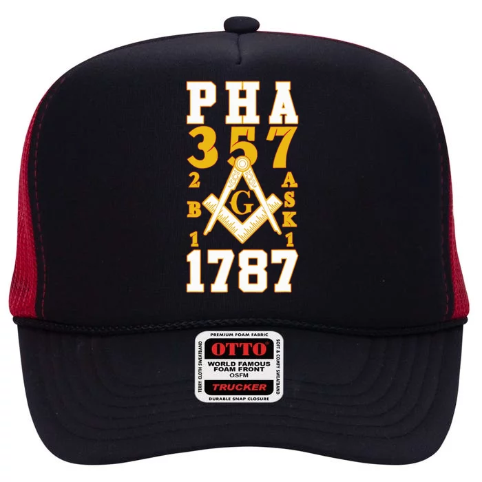 Prince Hall Mason PHA 357 2b1ask1 1787 Masonic Thanksgiving High Crown Mesh Trucker Hat