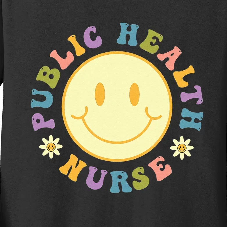 Public Health Nurse Women Groovy Public Health Nursing Kids Long Sleeve Shirt