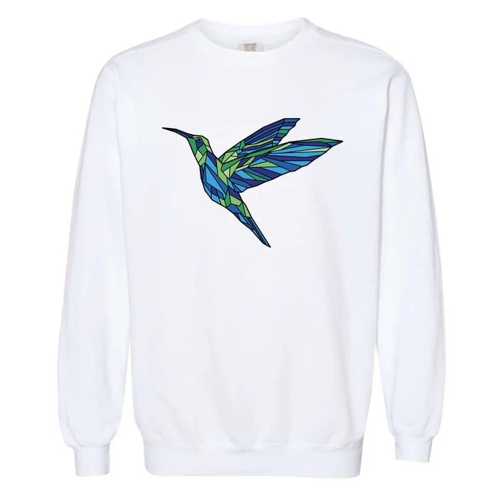 Polygonal Hummingbird Nature Garment-Dyed Sweatshirt