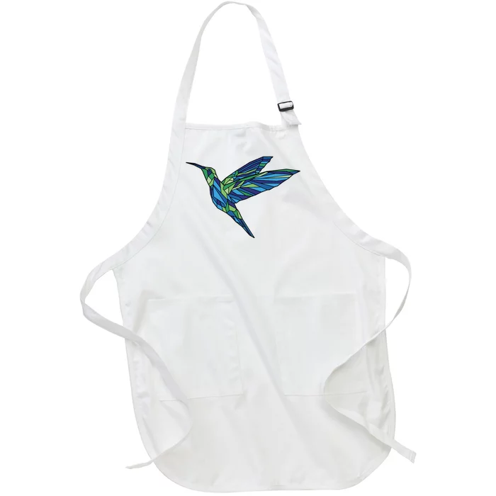 Polygonal Hummingbird Nature Full-Length Apron With Pocket