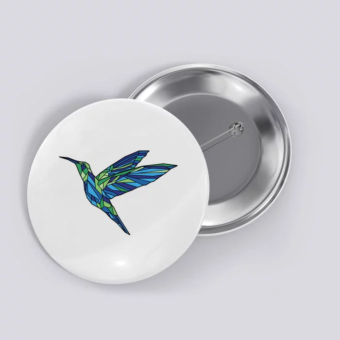 Polygonal Hummingbird Nature Button