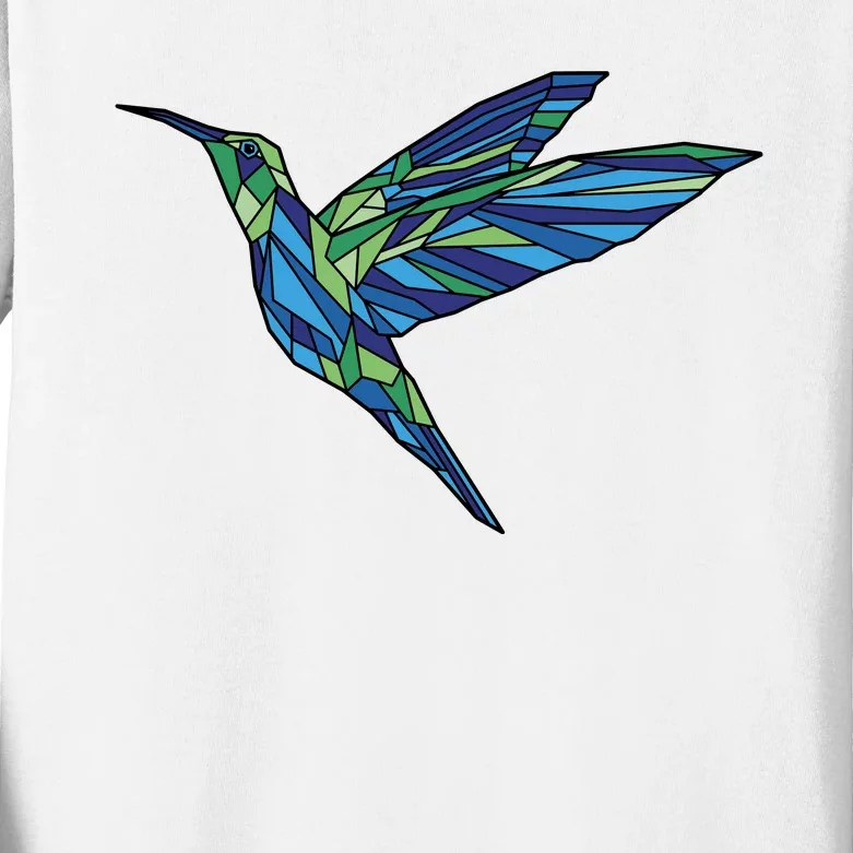 Polygonal Hummingbird Nature Kids Long Sleeve Shirt