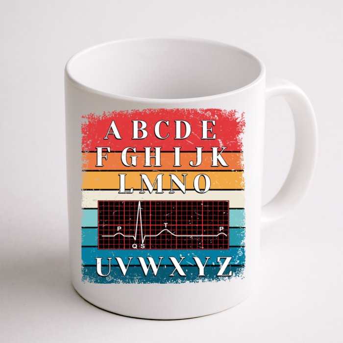 Pqrst Heartbeats Nurse Funny Alphabet Ecg Wave Gift Front & Back Coffee Mug