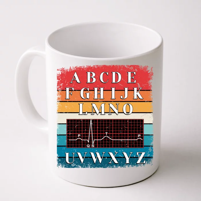 Pqrst Heartbeats Nurse Funny Alphabet Ecg Wave Gift Front & Back Coffee Mug