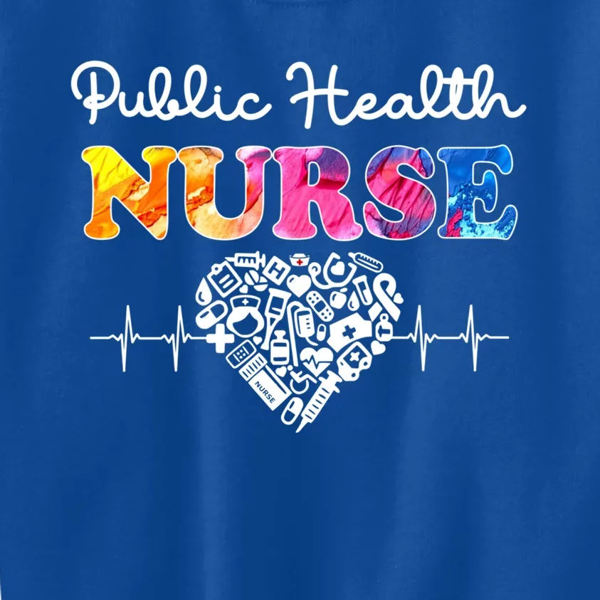 Public Health Nurse Watercol Love Heart Stethoscope Rn Nurse Gift Kids Sweatshirt