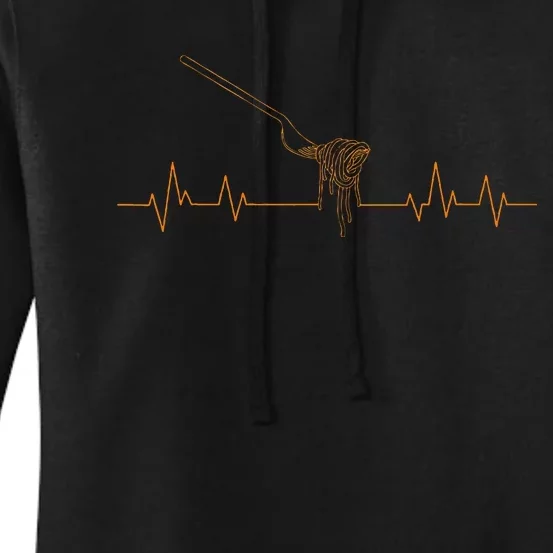 Pasta Heartbeat Noodles Italian Cook Fork Women's Pullover Hoodie