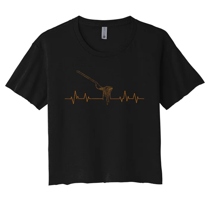 Pasta Heartbeat Noodles Italian Cook Fork Women's Crop Top Tee