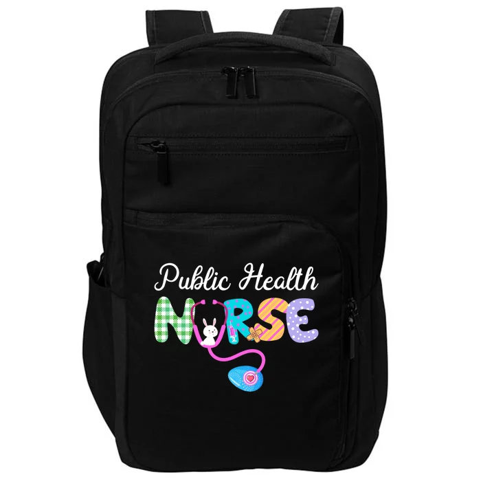 Public Health Nurse Plaid Egg Bunny Love Stethoscope Rnnurse Gift Impact Tech Backpack