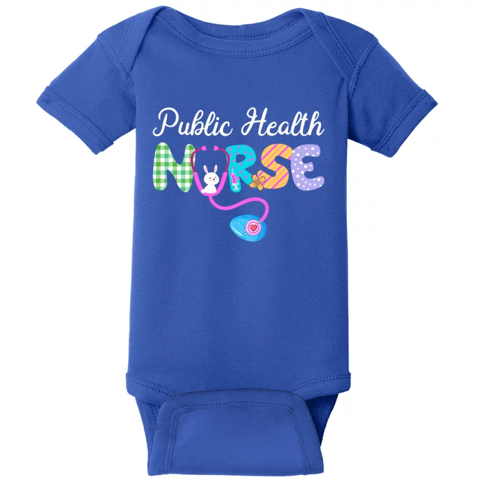 Public Health Nurse Plaid Egg Bunny Love Stethoscope Rnnurse Gift Baby Bodysuit