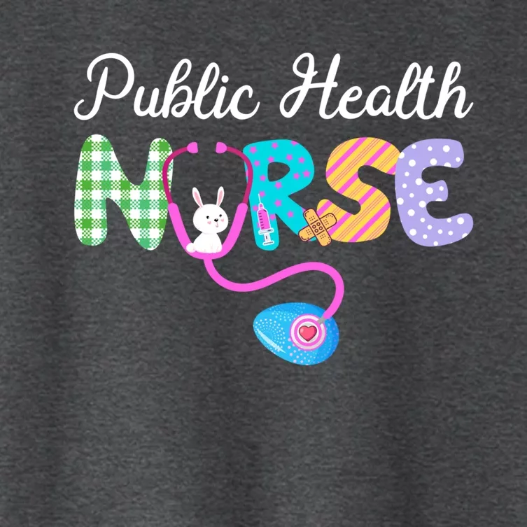 Public Health Nurse Plaid Egg Bunny Love Stethoscope Rnnurse Gift Women's Crop Top Tee