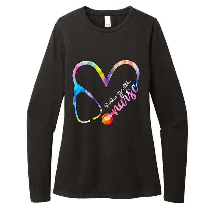 Public Health Nurse Watercol Love Heart Stethoscope Rn Nurse Gift Womens CVC Long Sleeve Shirt